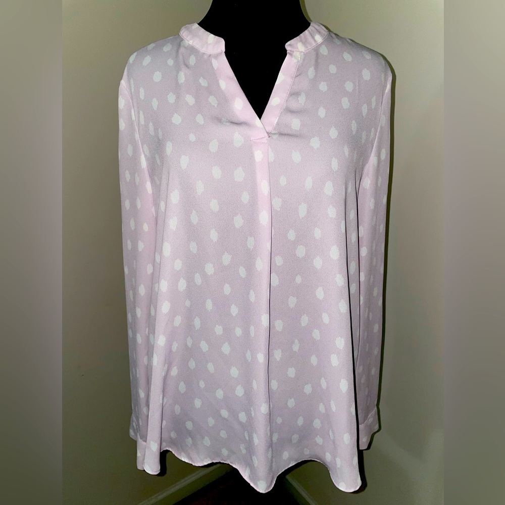 Light purple blouse with white polka dots from Banana Republic in size small.